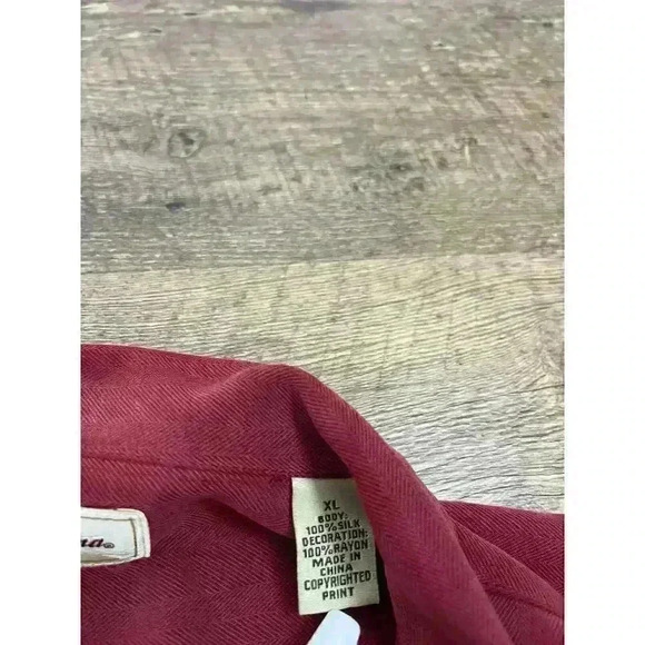 Tommy Bahama 100% Silk Treasure On the Rocks Red Button Up Shirt Men's XL - Picture 4 of 12